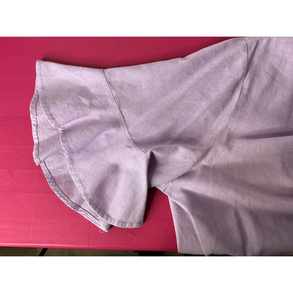Cynthia Rowley‎ Womens Lilac Linen Blend Top Sz 1X Flutter Sleeve Flowy Coastal - Picture 5 of 8